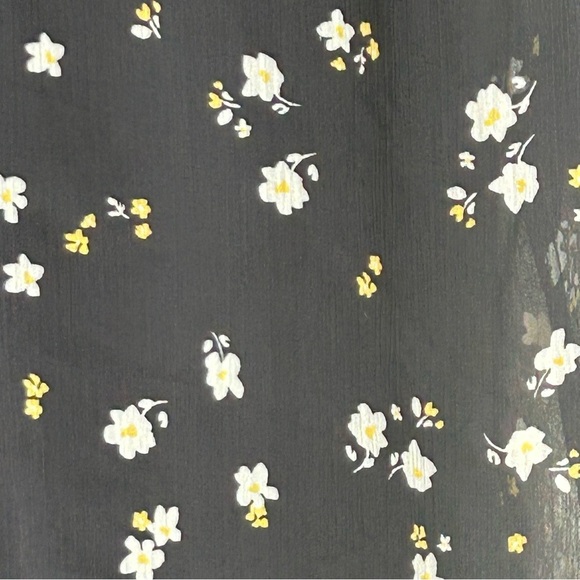 DKNY Black Dress with White and Yellow Floral Print Tie Neck Women’s Size 4 - Picture 4 of 5